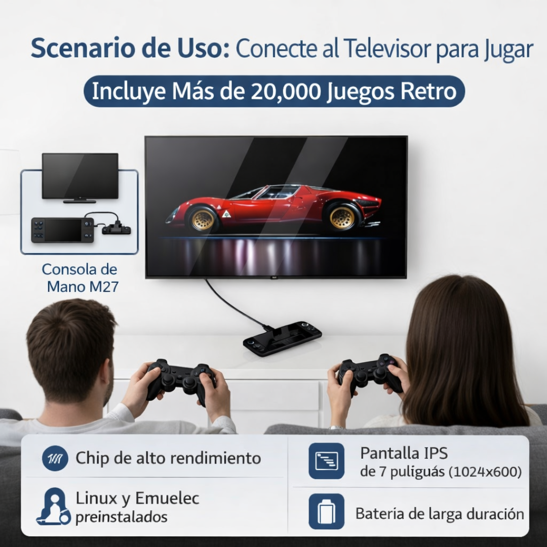 Consola Portátil Retro M27 – 7” HD | LINUX/Emelec | 64GB / 128GB